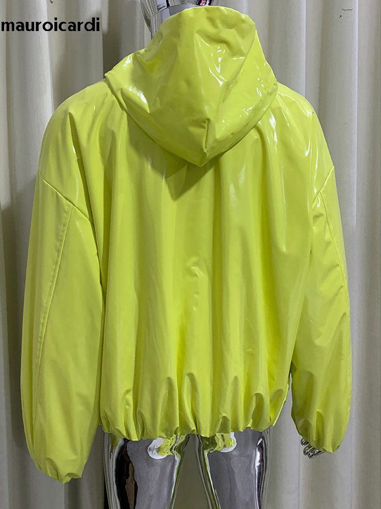 Streetwear Clothing Brands - Mauroicardi Spring Oversized Shiny Glossy Leather